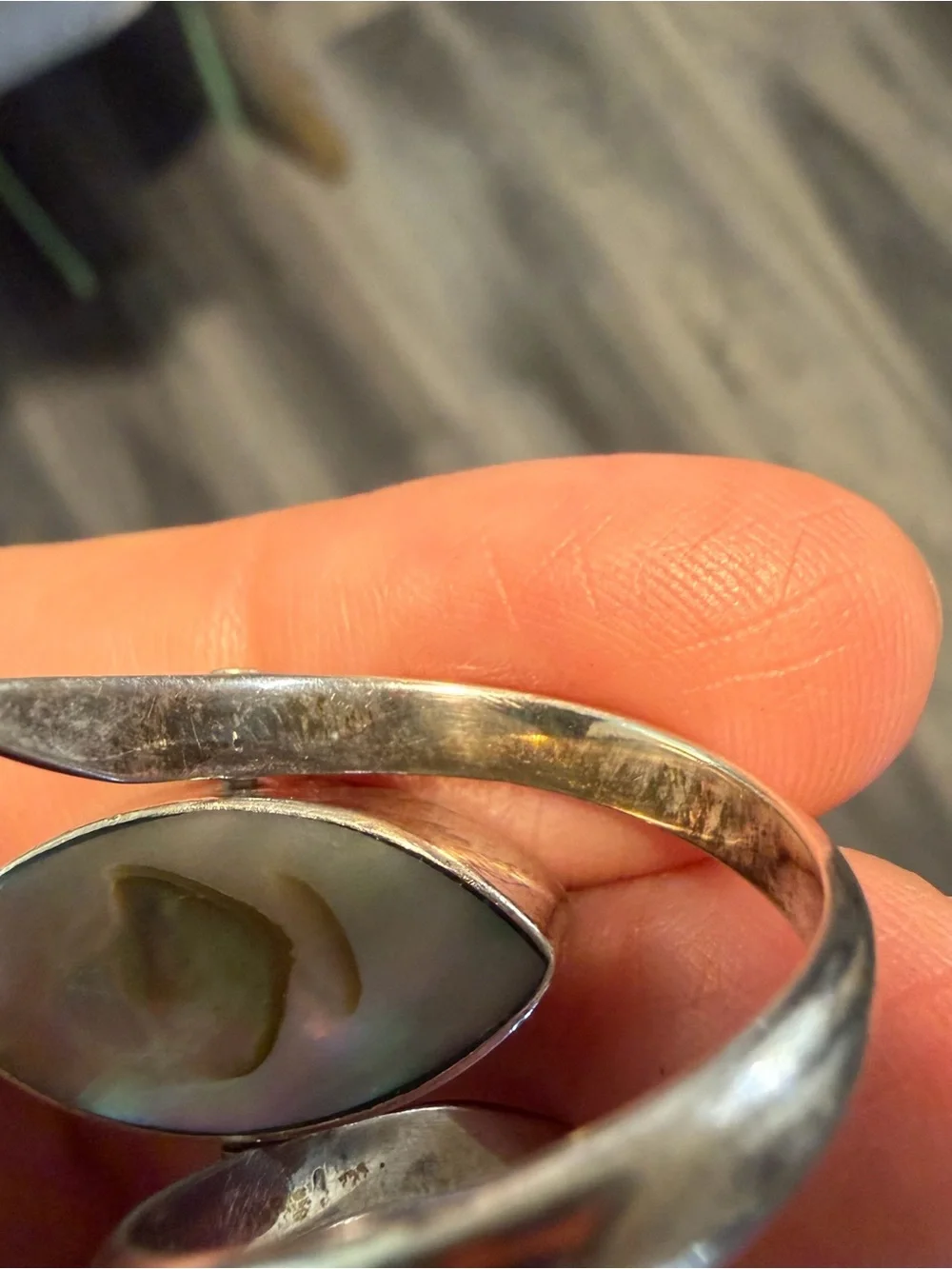 HOB Mexico Vintage Sterling Silver 925 Reversible Turquoise Abalone Ring Sz 8.75